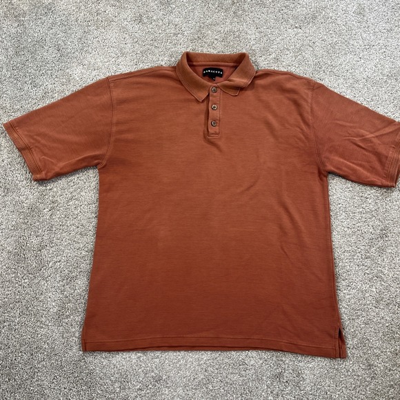 Baracuta XL Polo Shirt Rust Orange Silk Cotton Blend Short Sleeve Ribbed - Picture 1 of 9